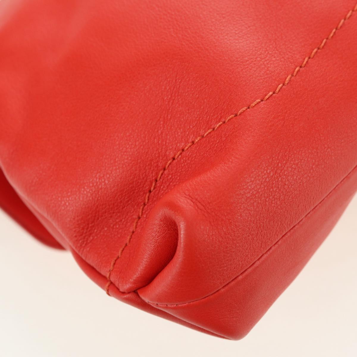 Salvatore Ferragamo Gancini Chain Hand Bag Leather Red Gold Auth am11549V