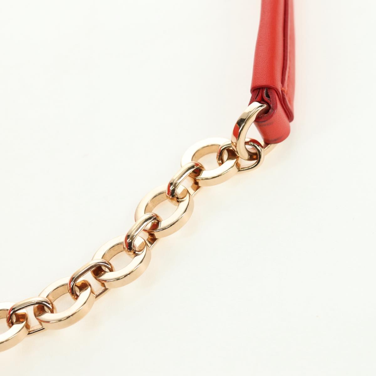 Salvatore Ferragamo Gancini Chain Hand Bag Leather Red Gold Auth am11549V