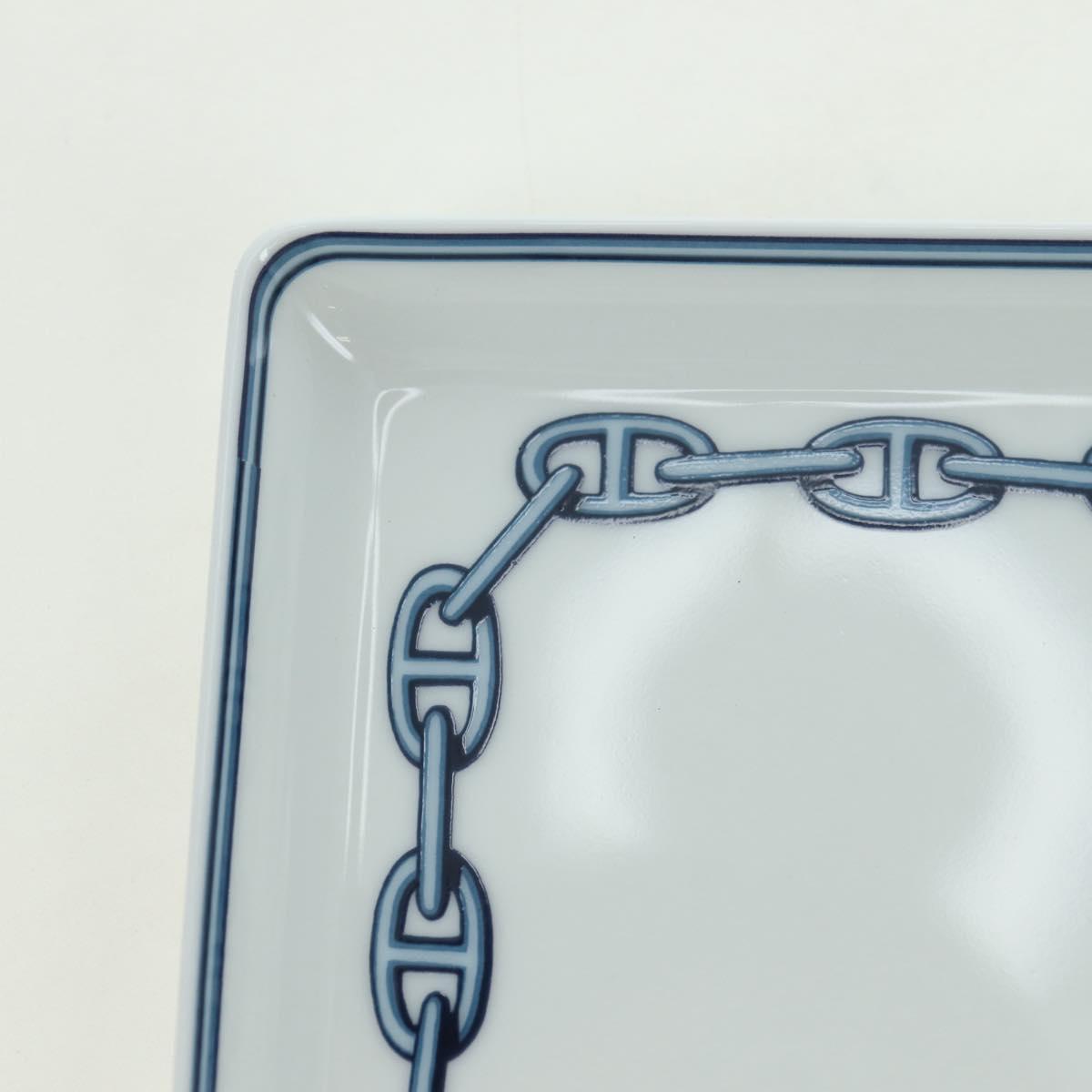 HERMES Shane Dunkle Plate Pottery White Navy Auth am11550A