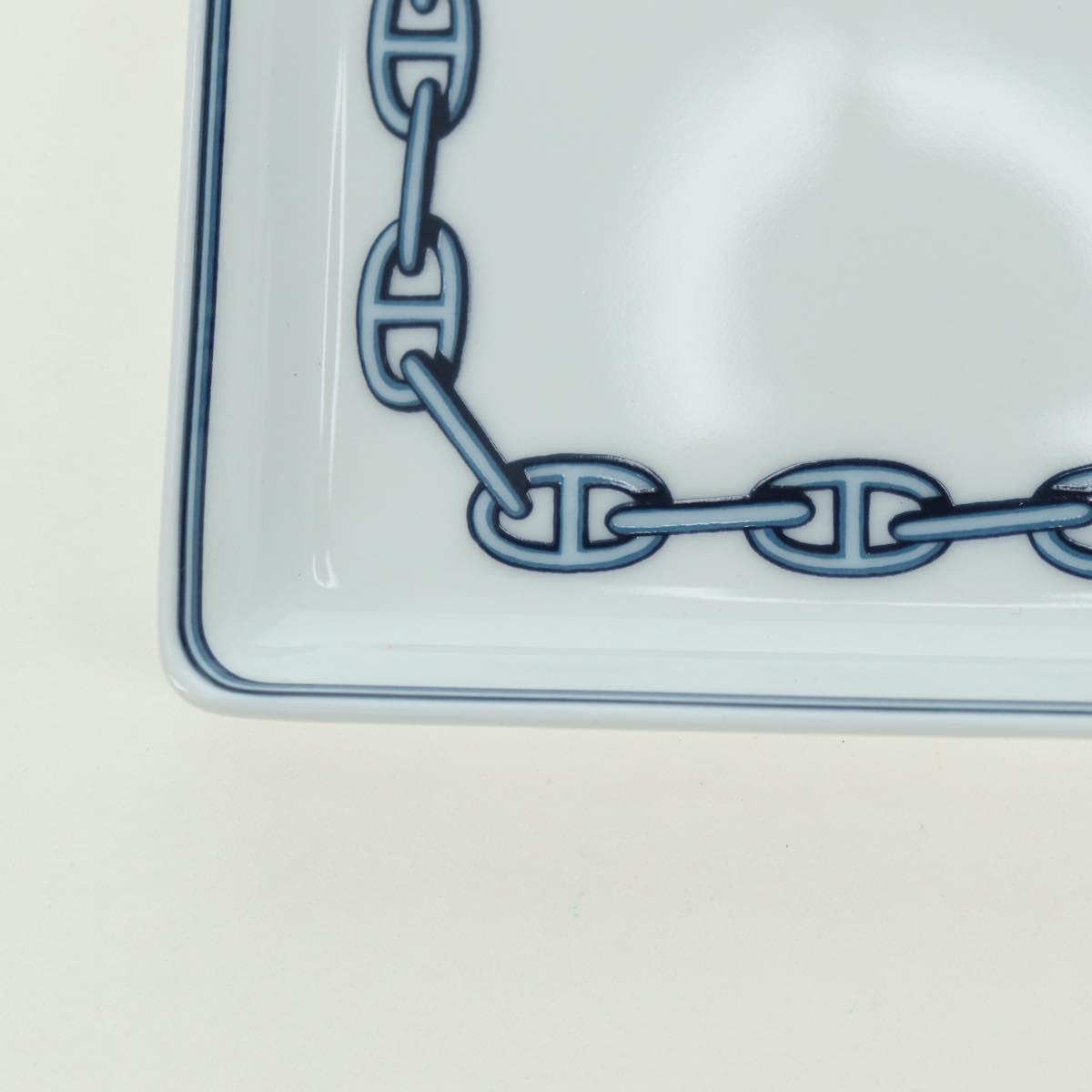 HERMES Shane Dunkle Plate Pottery White Navy Auth am11550A