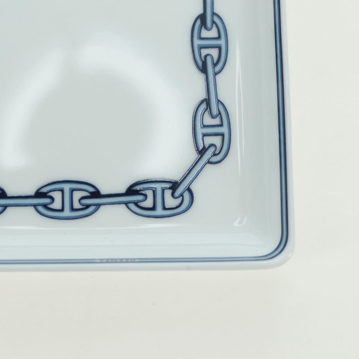 HERMES Shane Dunkle Plate Pottery White Navy Auth am11550A