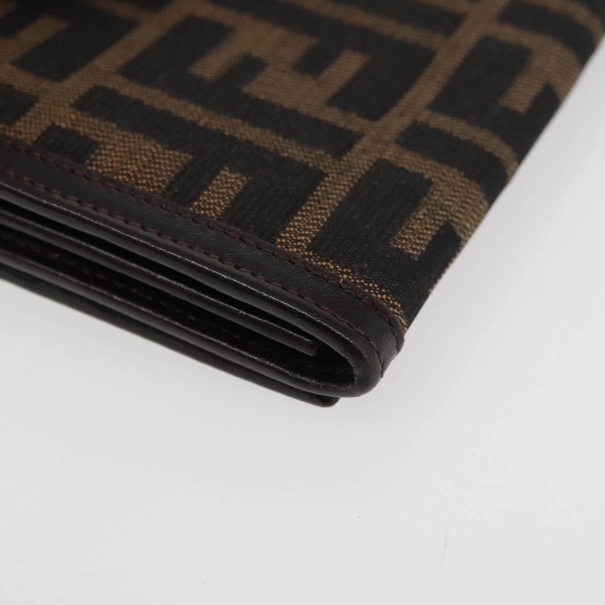 FENDI Zucca Canvas Long Wallet Black Brown Auth am11551V