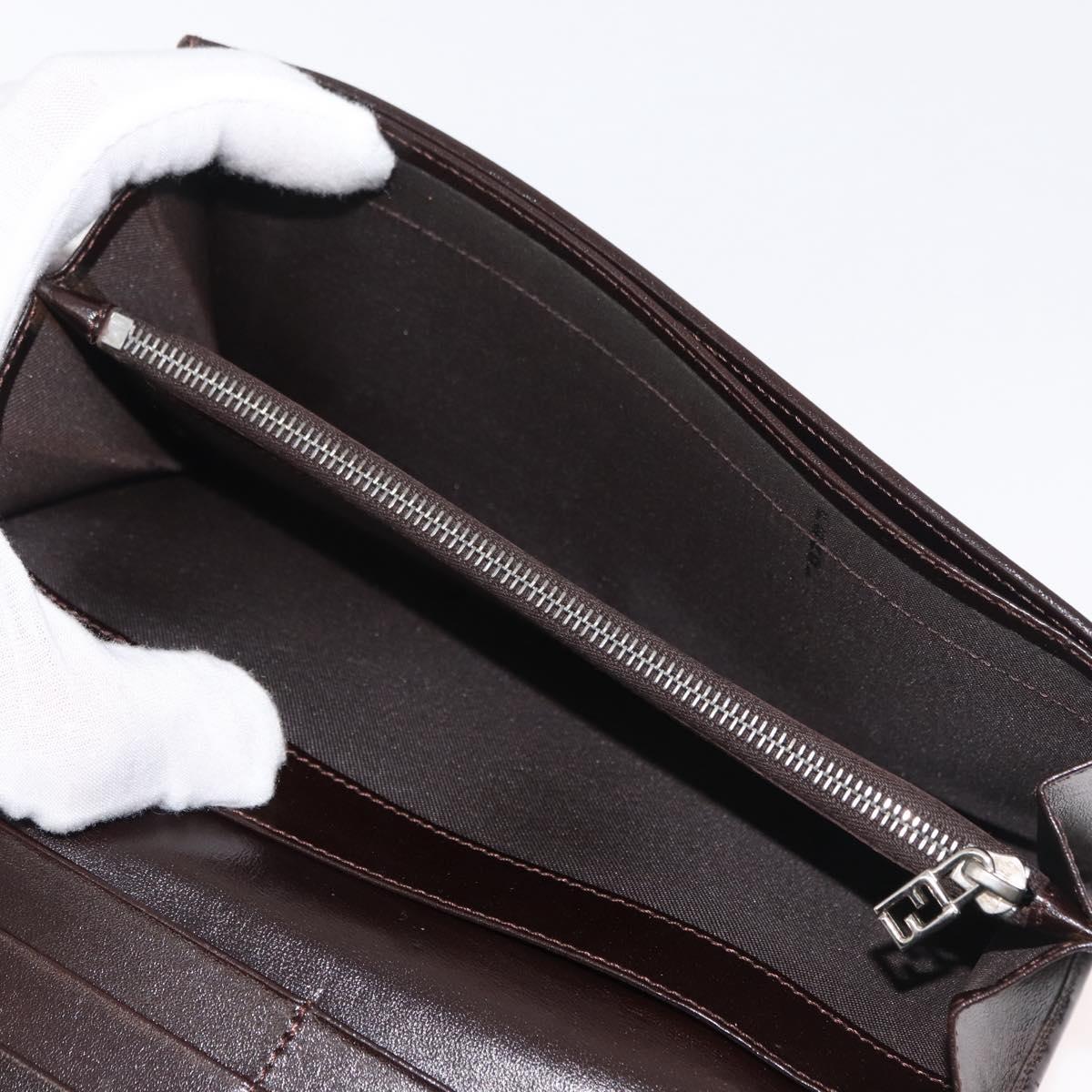 FENDI Zucca Canvas Long Wallet Black Brown Auth am11551V