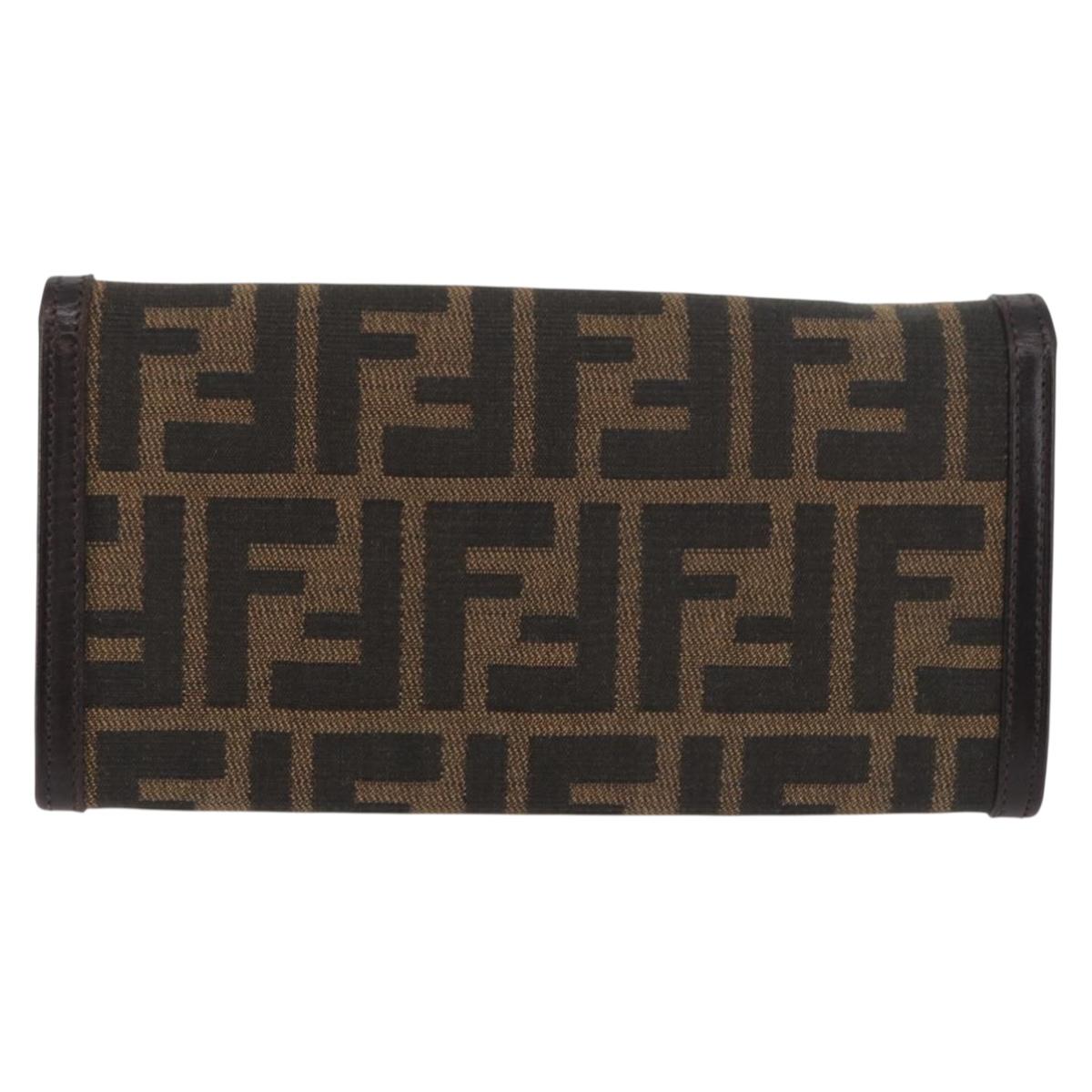 FENDI Zucca Canvas Long Wallet Black Brown Auth am11551V