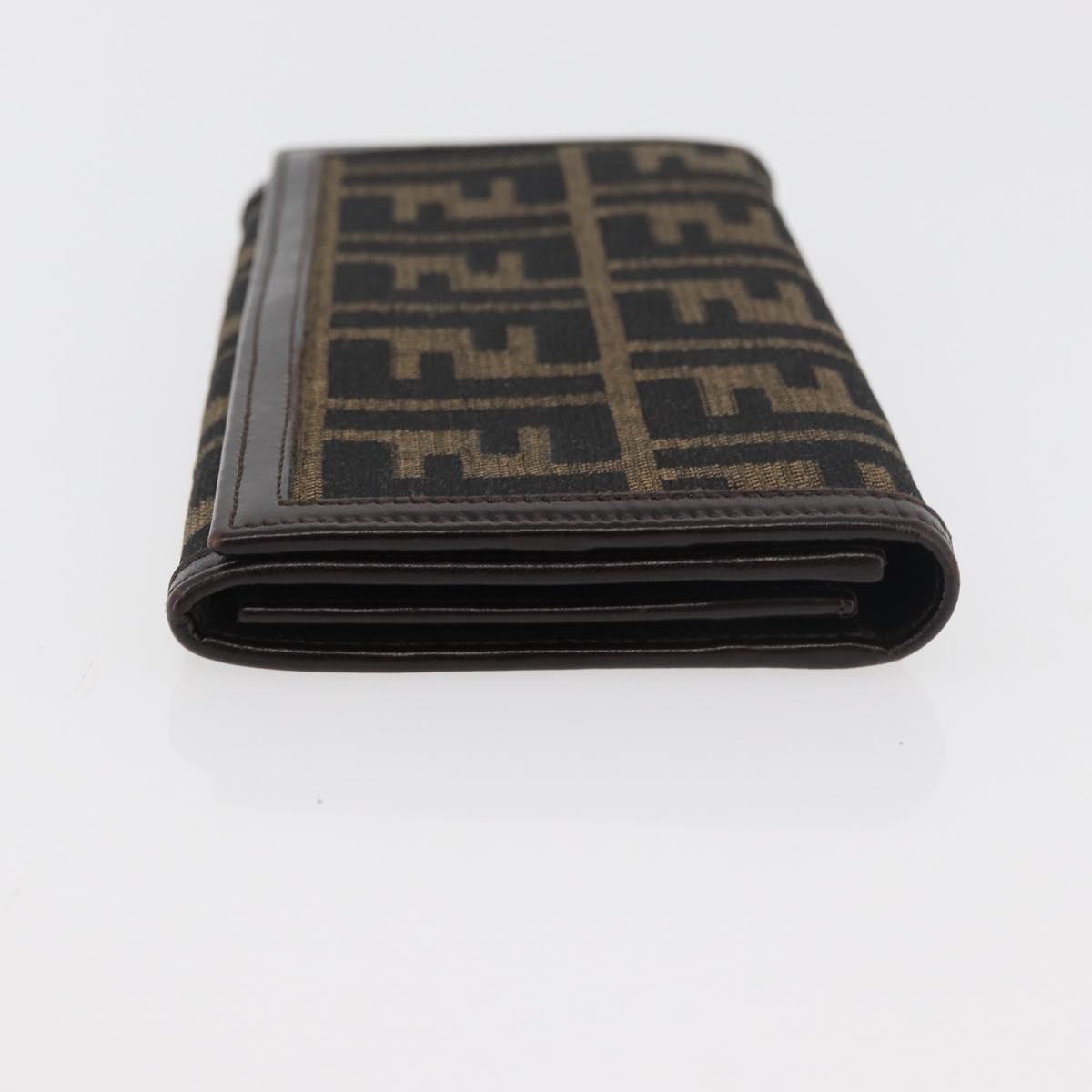 FENDI Zucca Canvas Long Wallet Black Brown Auth am11551V