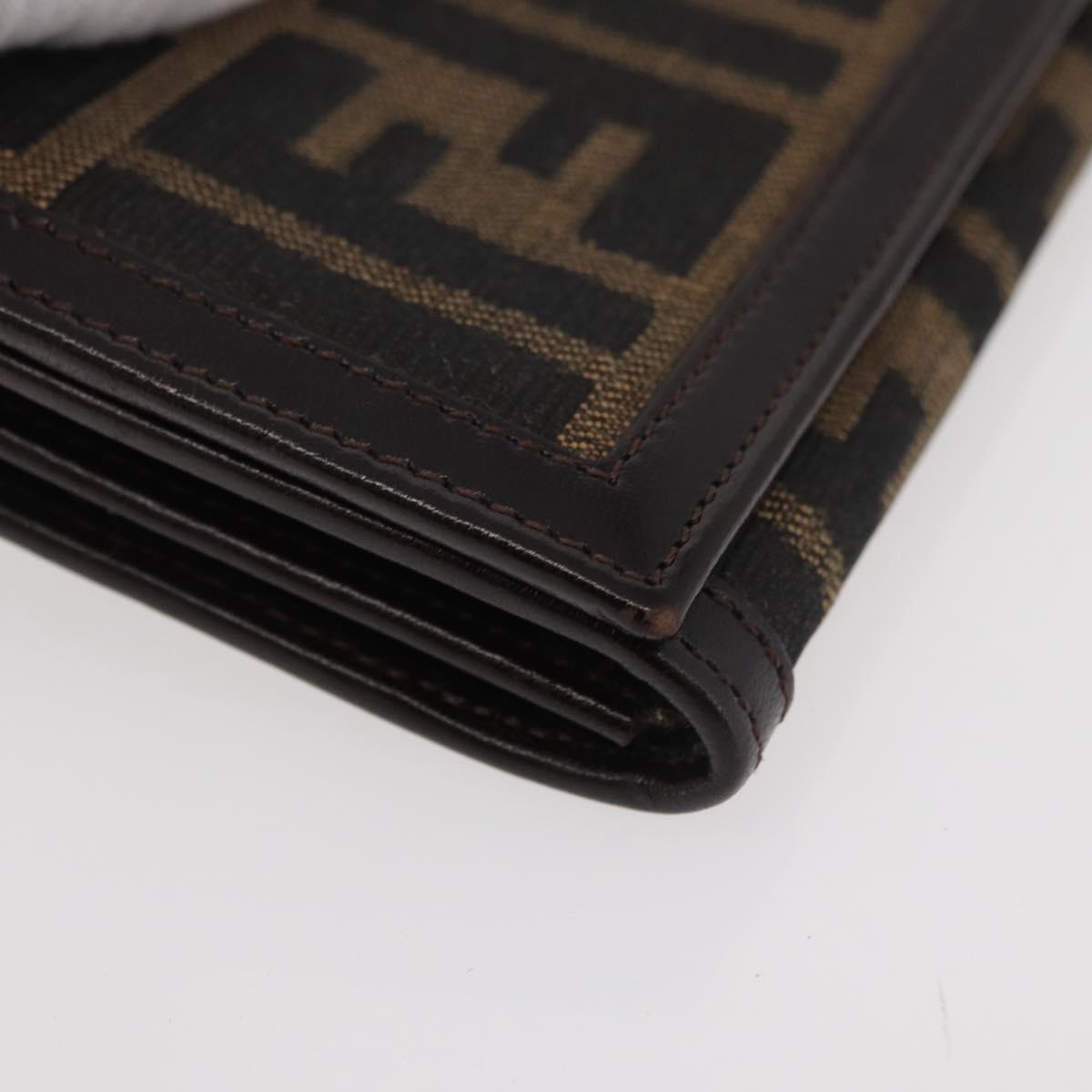 FENDI Zucca Canvas Long Wallet Black Brown Auth am11551V