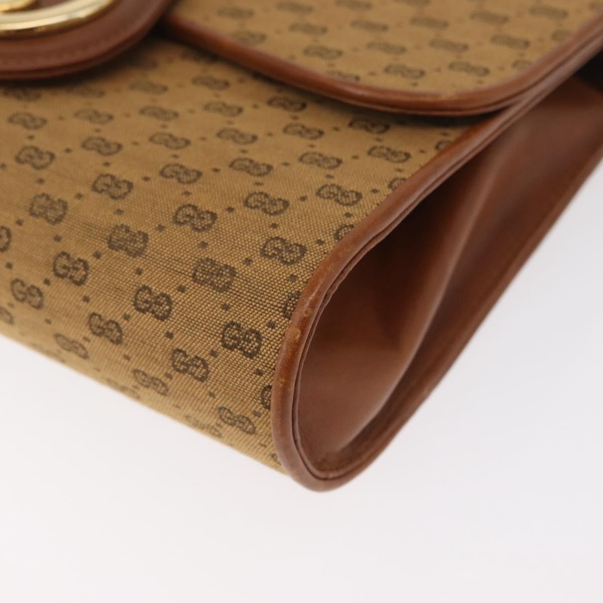 GUCCI Micro GG Canvas Shoulder Bag Beige Gold Auth am11560