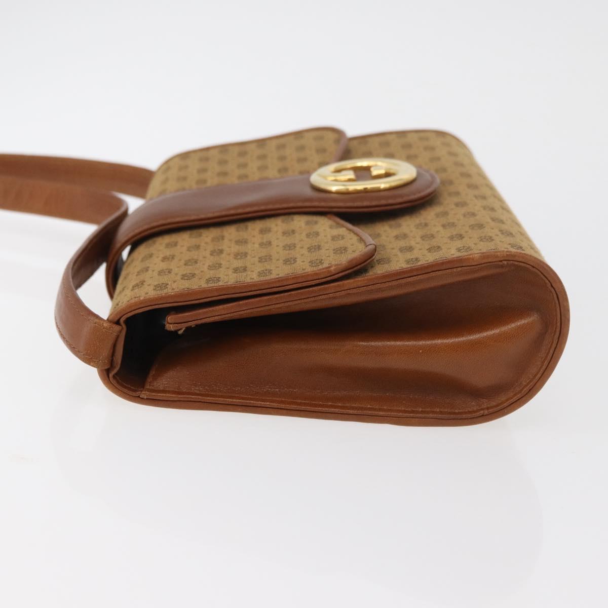 GUCCI Micro GG Canvas Shoulder Bag Beige Gold Auth am11560