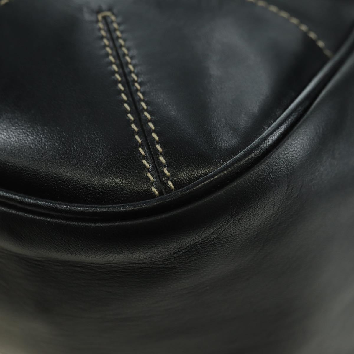 PRADA Hand Bag Leather Black Silver Auth am11564V