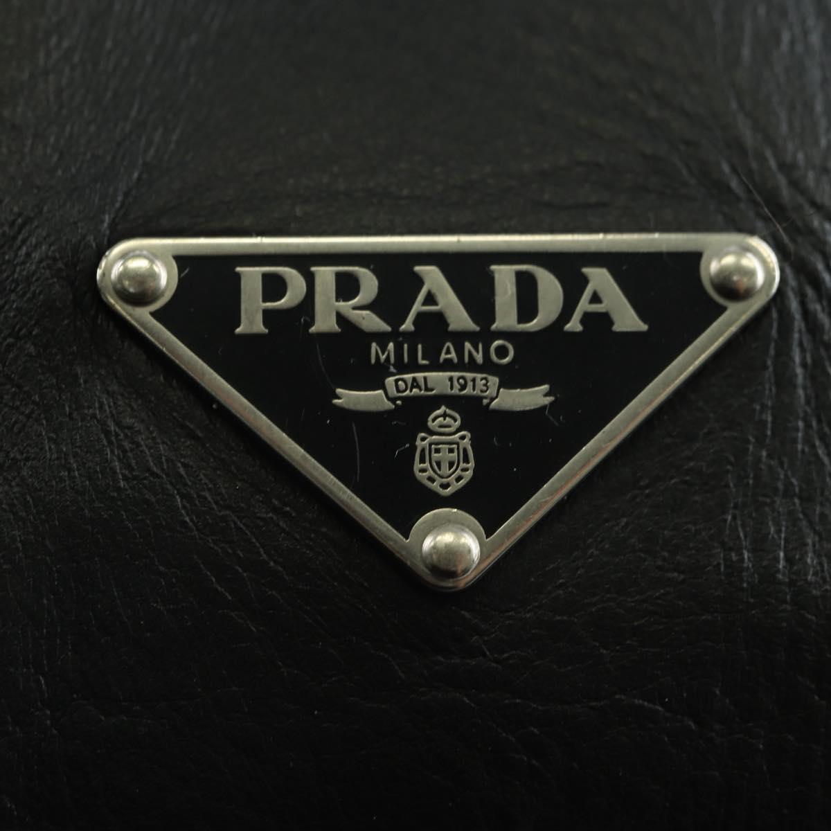 PRADA Hand Bag Leather Black Silver Auth am11564V