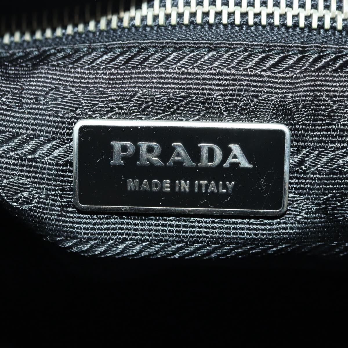 PRADA Hand Bag Leather Black Silver Auth am11564V