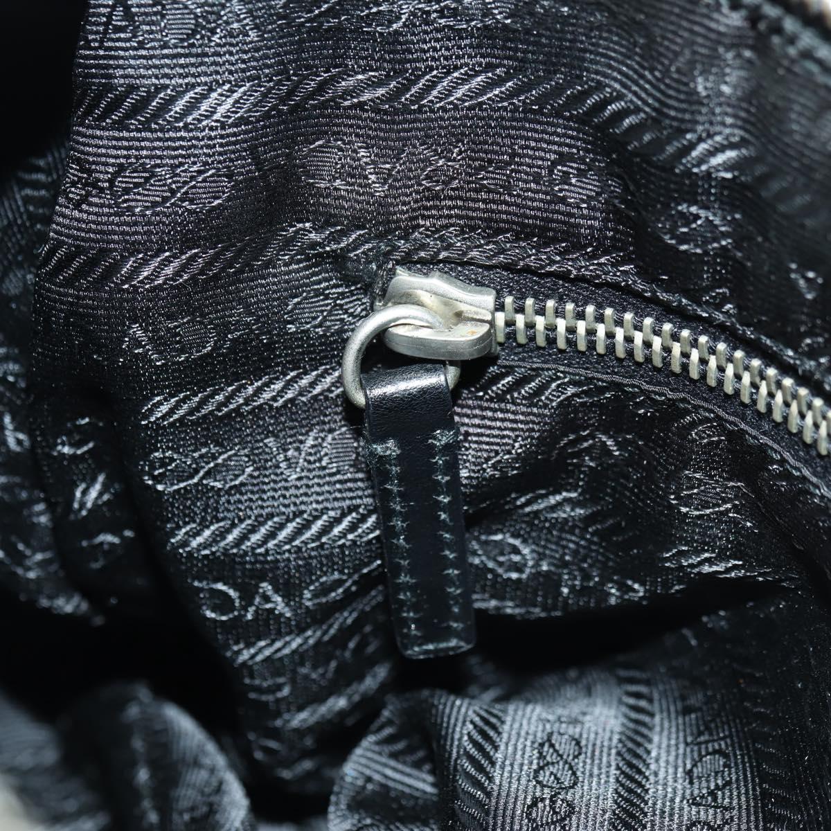 PRADA Hand Bag Leather Black Silver Auth am11564V
