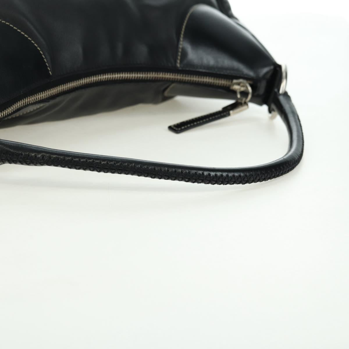 PRADA Hand Bag Leather Black Silver Auth am11564V