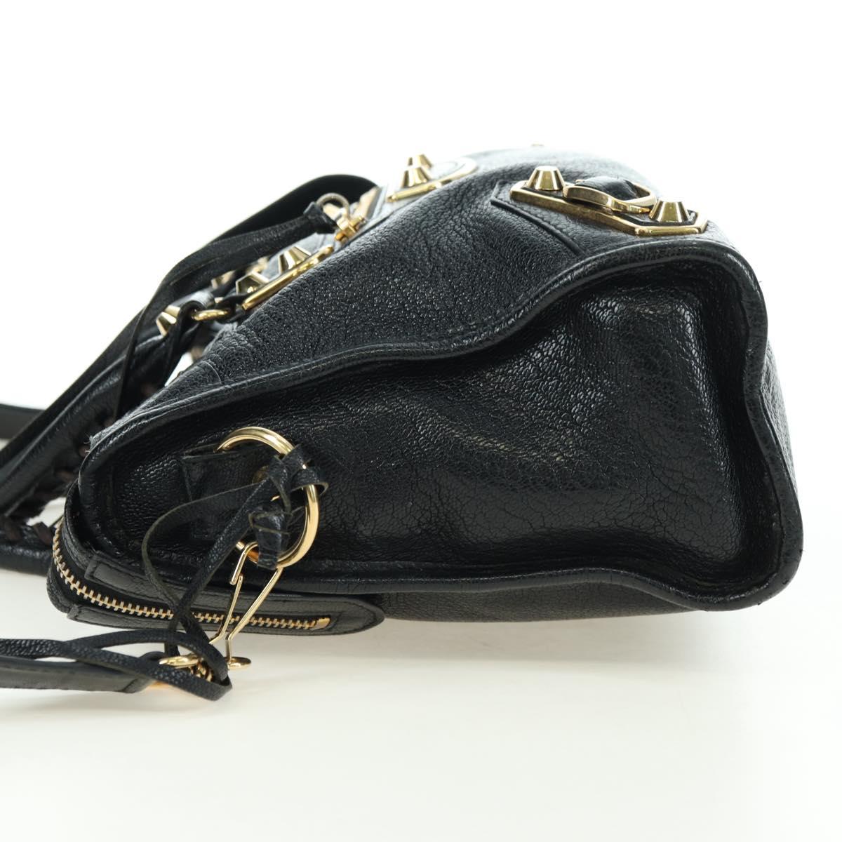 BALENCIAGA City Hand Bag Leather 2way Black Gold 432831 Auth am11565V