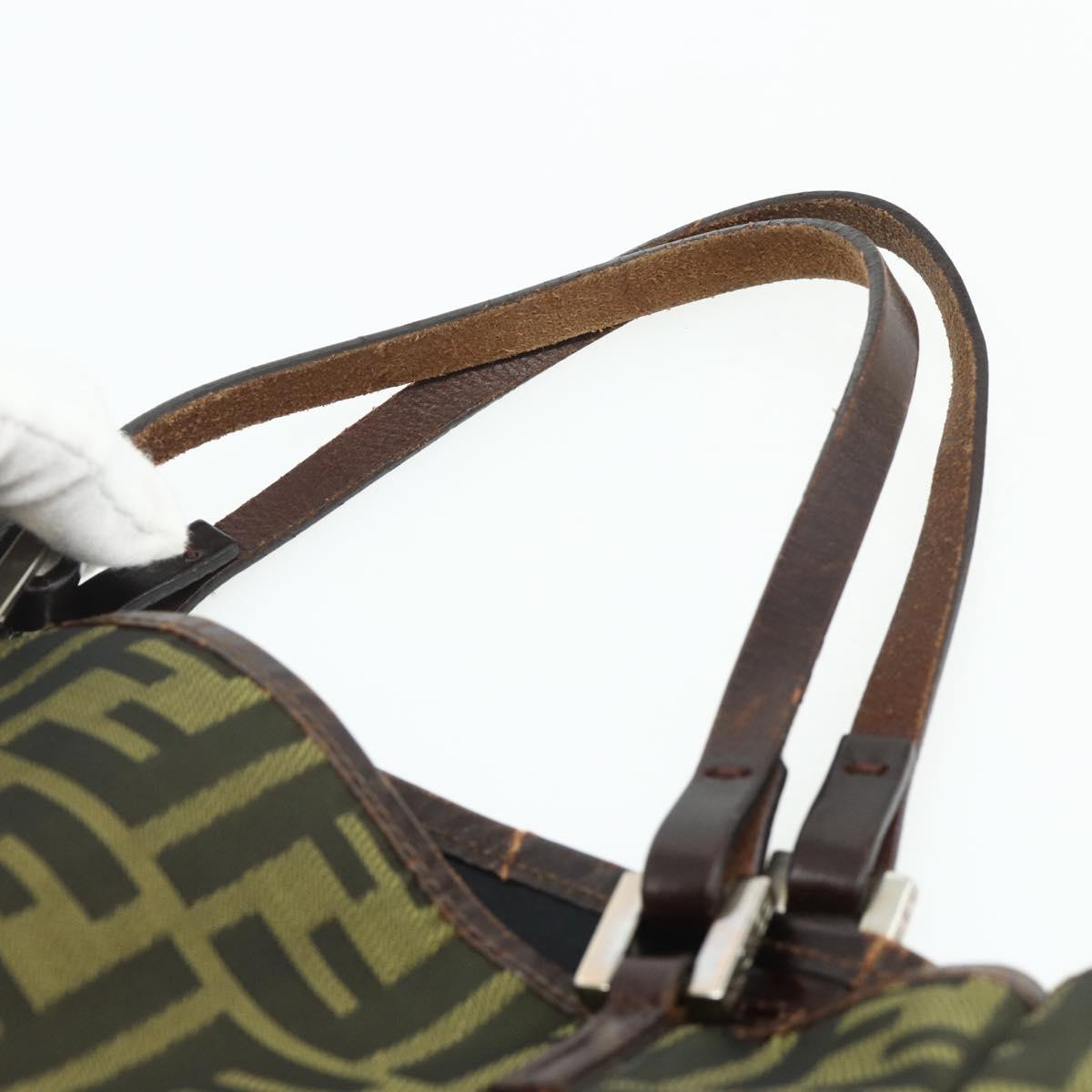 FENDI Zucca Canvas Tote Bag Nylon Black Brown Auth am11568A