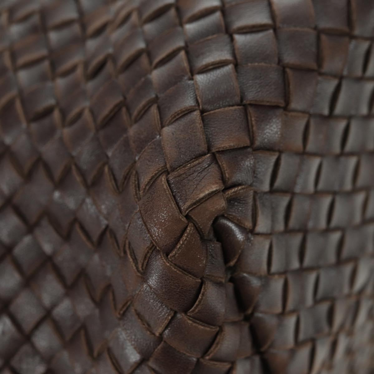 BOTTEGA VENETA INTRECCIATO Cabas MM Tote Bag Leather Brown 115664 Auth am11571V
