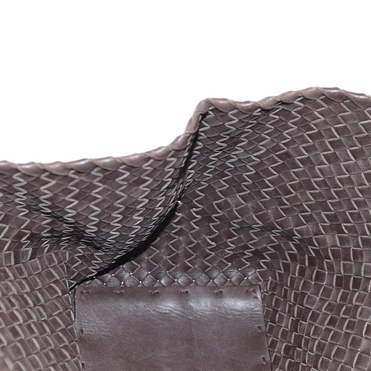 BOTTEGA VENETA INTRECCIATO Cabas MM Tote Bag Leather Brown 115664 Auth am11571V