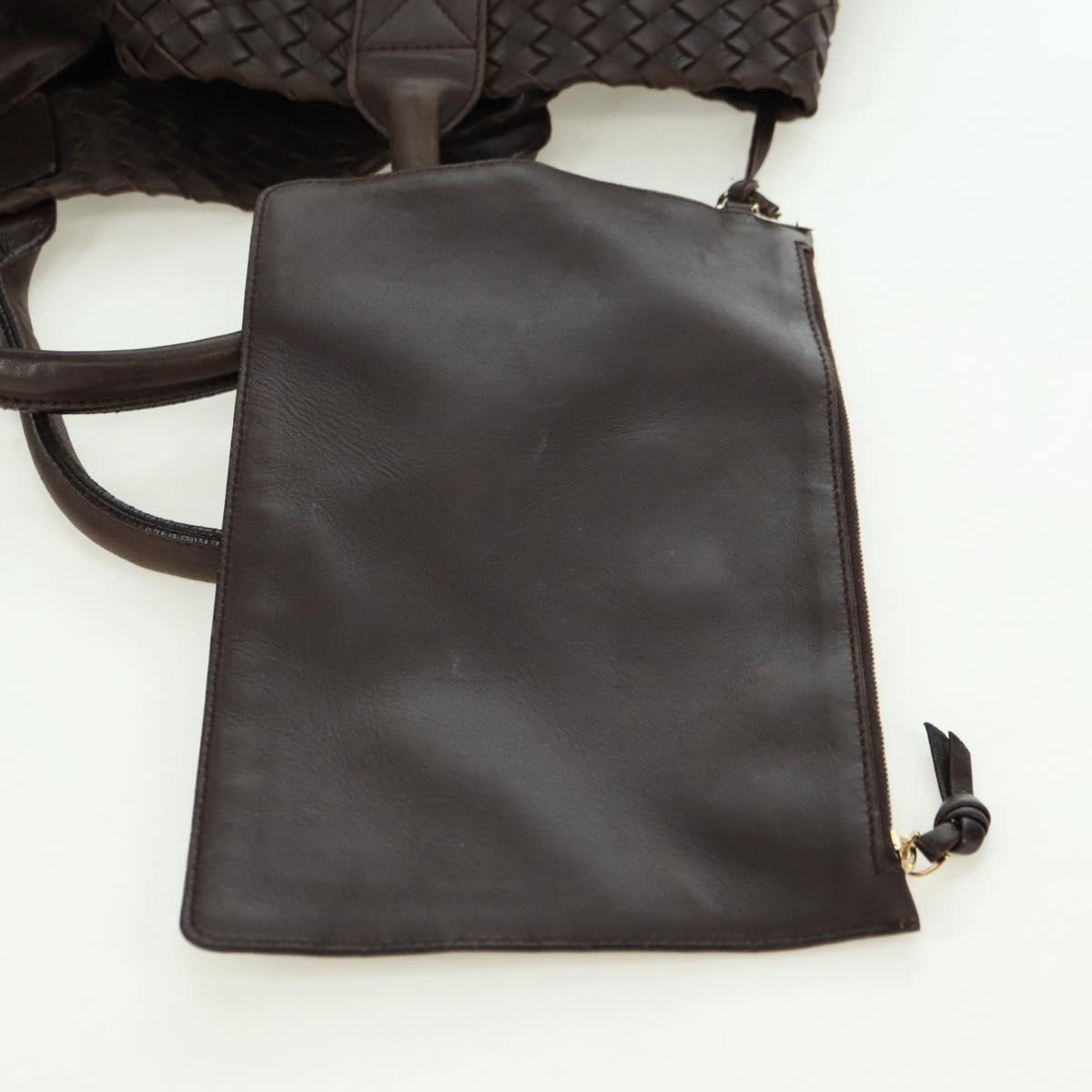 BOTTEGA VENETA INTRECCIATO Cabas MM Tote Bag Leather Brown 115664 Auth am11571V