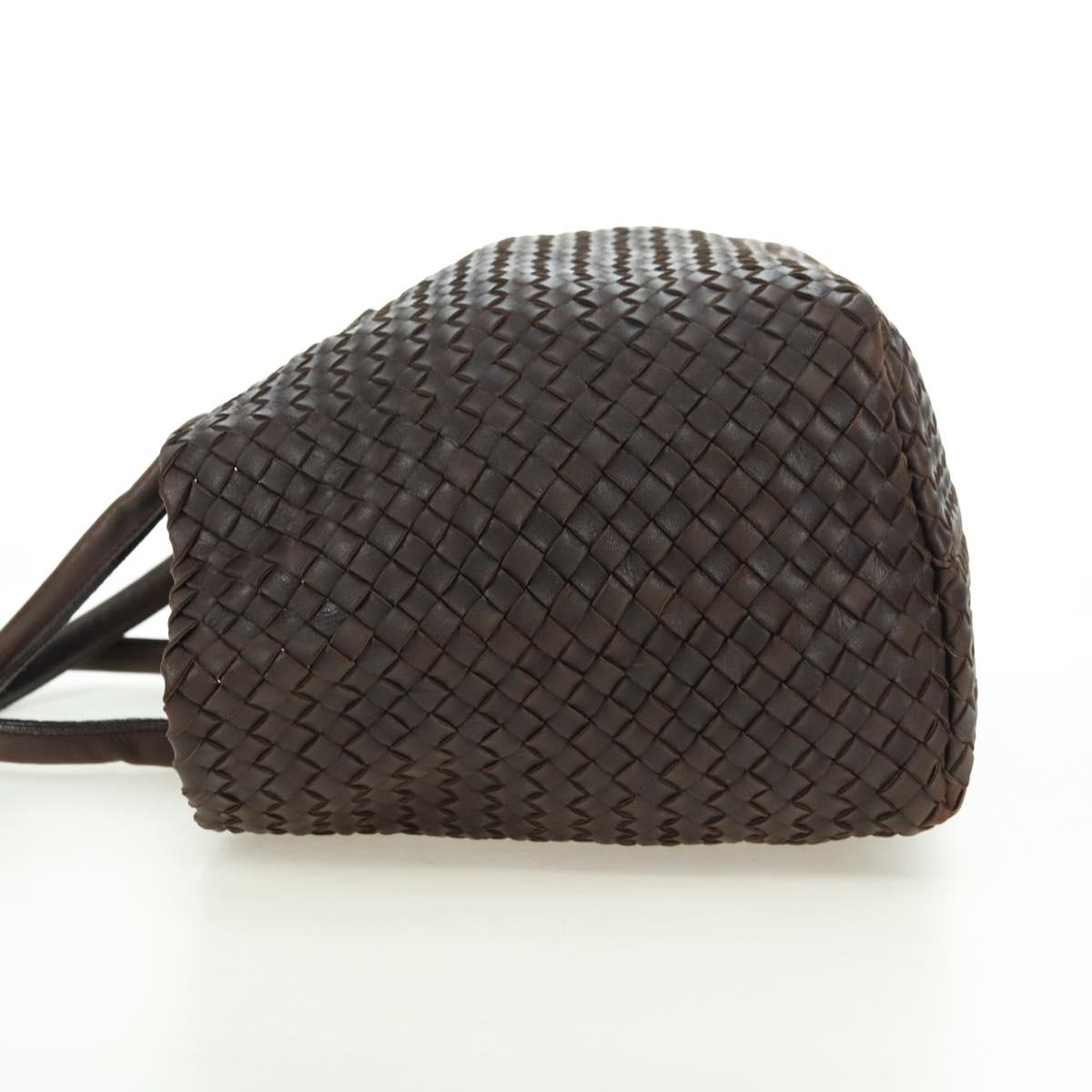BOTTEGA VENETA INTRECCIATO Cabas MM Tote Bag Leather Brown 115664 Auth am11571V