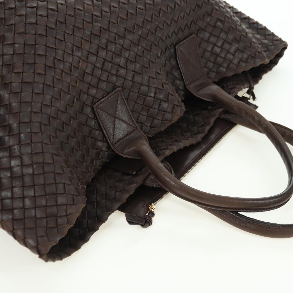BOTTEGA VENETA INTRECCIATO Cabas MM Tote Bag Leather Brown 115664 Auth am11571V