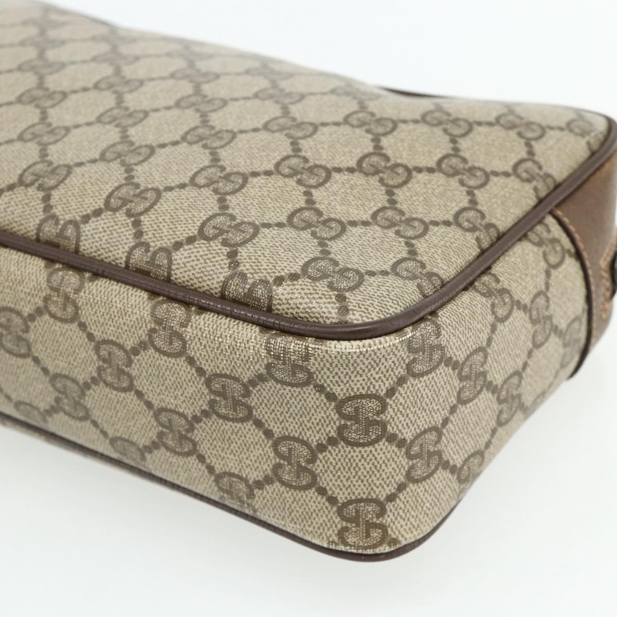 GUCCI GG Supreme Clutch Bag PVC Beige Brown Gold 89 01 044 Auth am11575