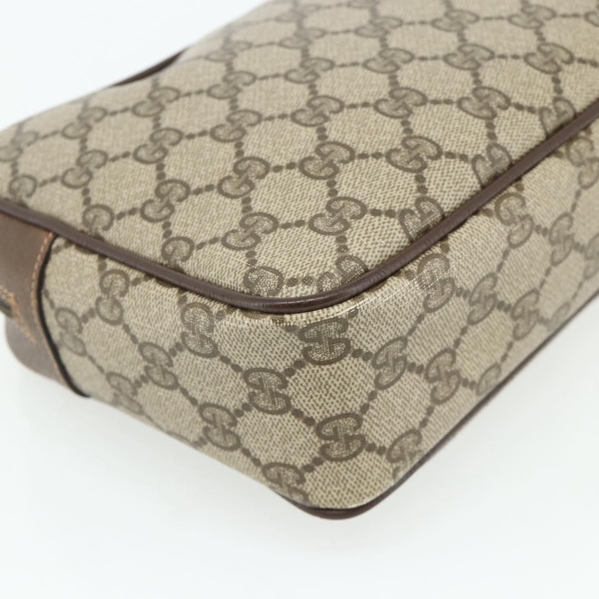 GUCCI GG Supreme Clutch Bag PVC Beige Brown Gold 89 01 044 Auth am11575