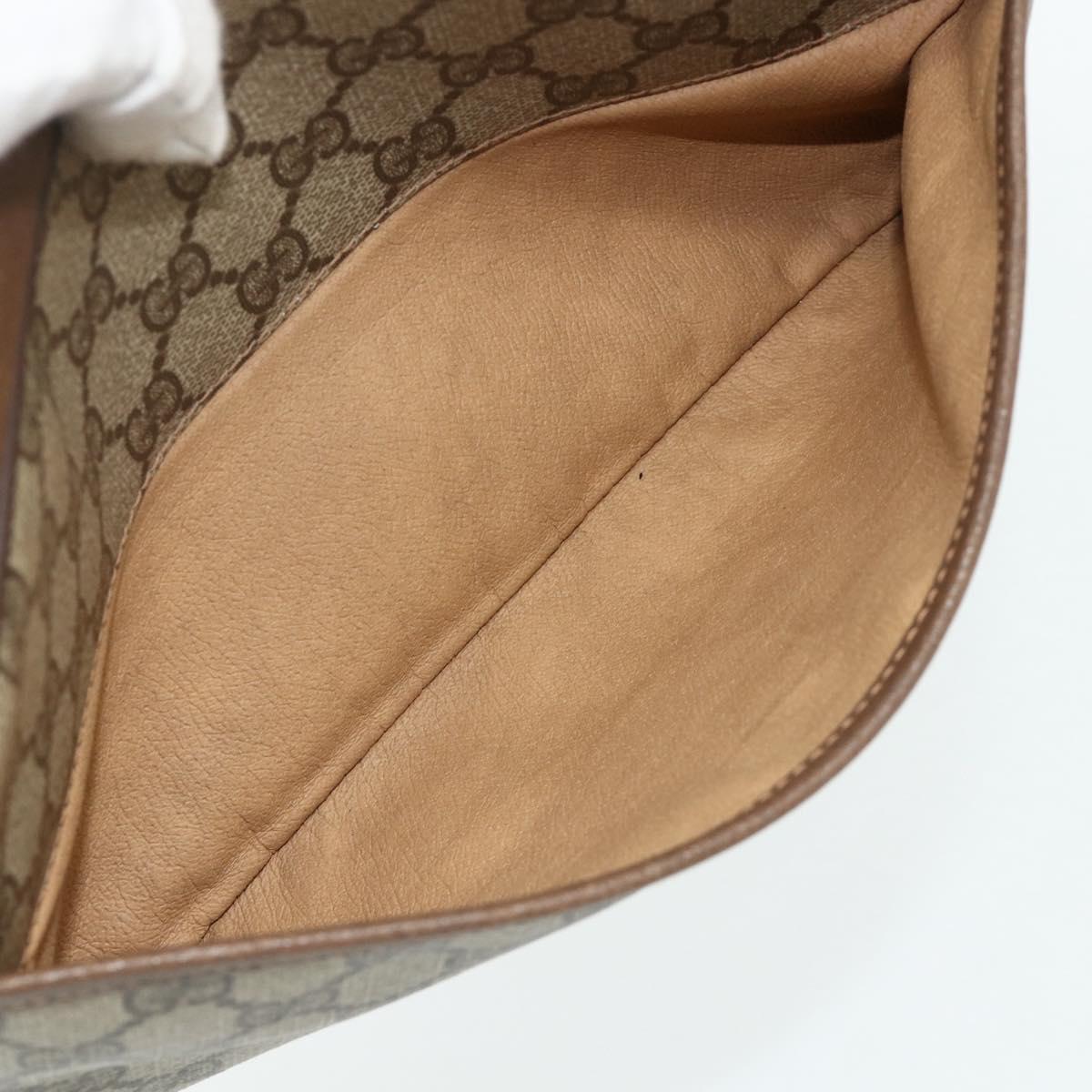 GUCCI GG Supreme Clutch Bag PVC Beige Brown Gold 89 01 044 Auth am11575