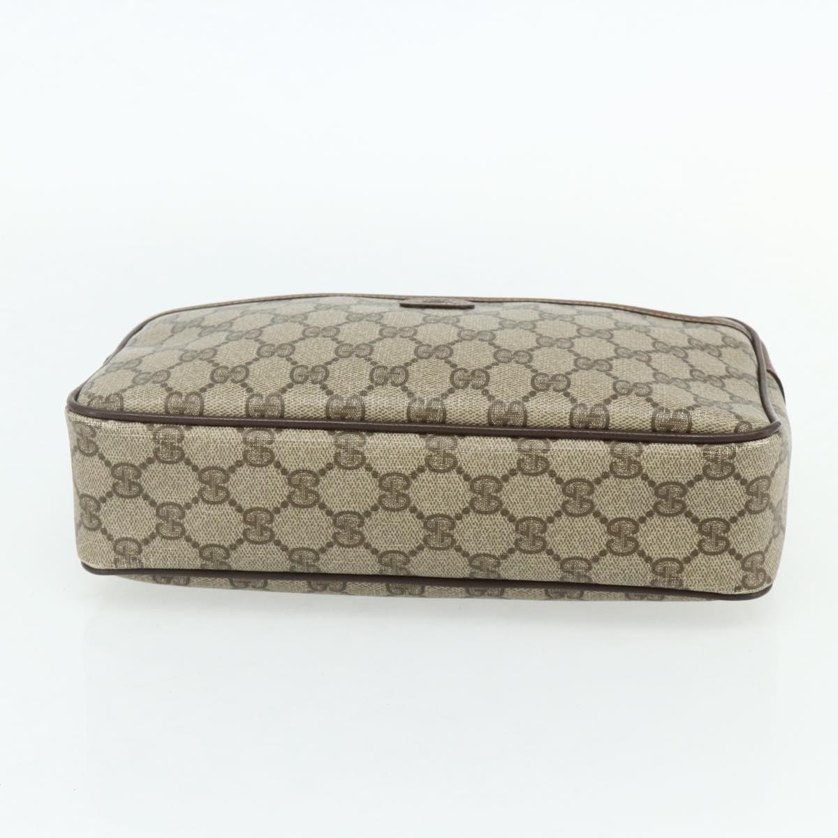 GUCCI GG Supreme Clutch Bag PVC Beige Brown Gold 89 01 044 Auth am11575