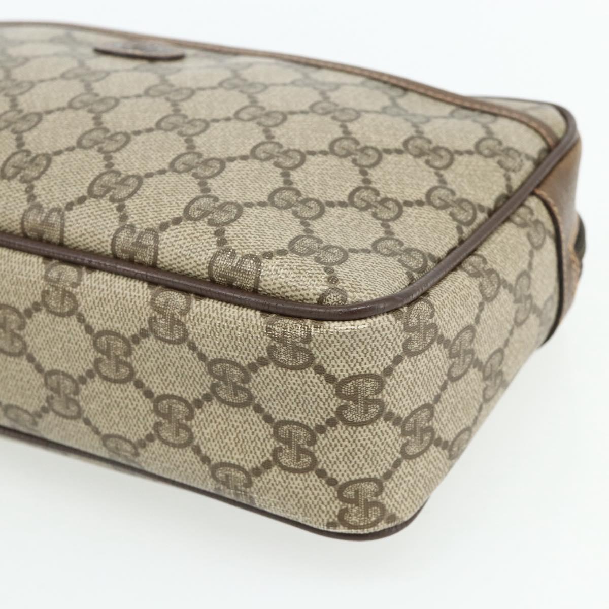 GUCCI GG Supreme Clutch Bag PVC Beige Brown Gold 89 01 044 Auth am11575