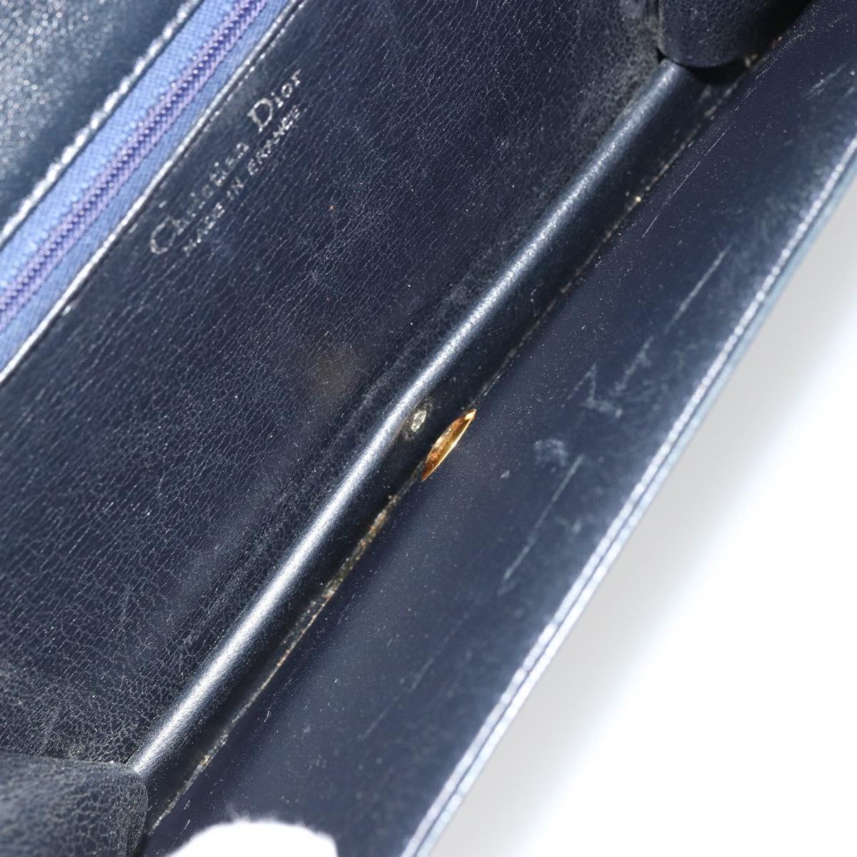 Christian Dior Shoulder Bag Leather Navy Gold Auth am11577