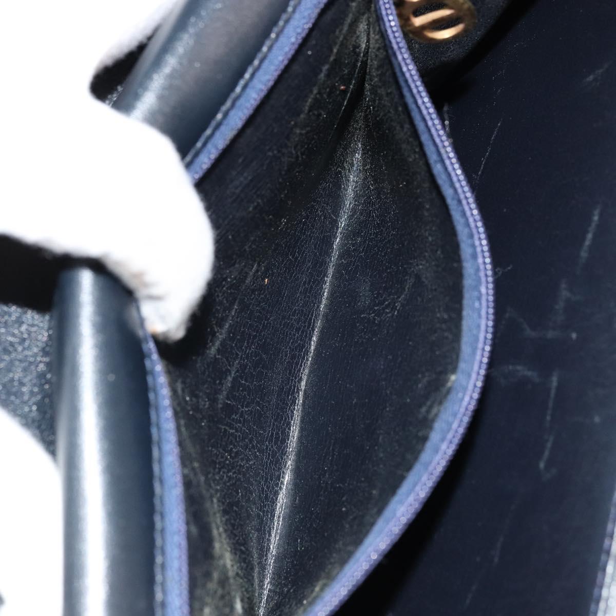 Christian Dior Shoulder Bag Leather Navy Gold Auth am11577