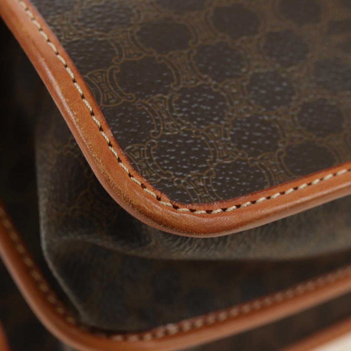 CELINE Macadam Canvas Hand Bag PVC Leather 2way Brown Gold Auth am11580V
