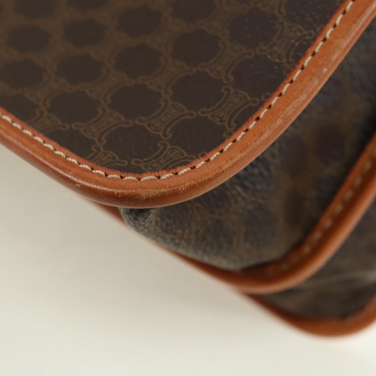 CELINE Macadam Canvas Hand Bag PVC Leather 2way Brown Gold Auth am11580V