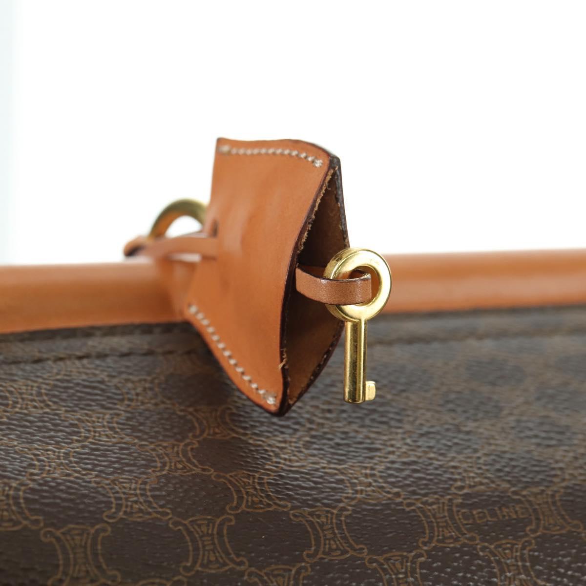 CELINE Macadam Canvas Hand Bag PVC Leather 2way Brown Gold Auth am11580V