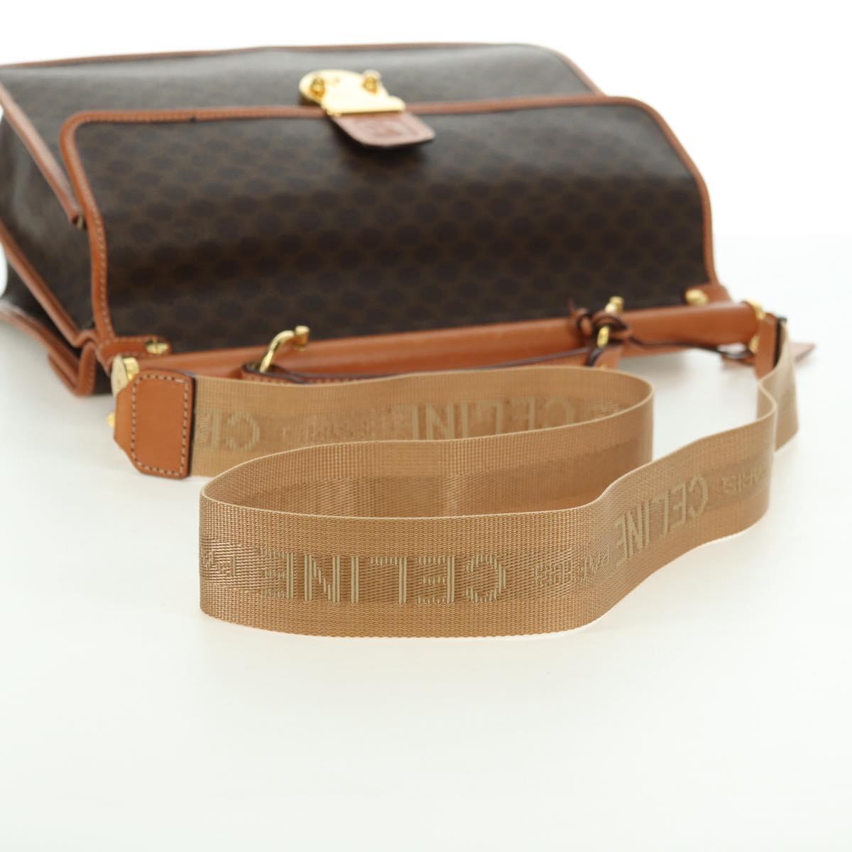 CELINE Macadam Canvas Hand Bag PVC Leather 2way Brown Gold Auth am11580V