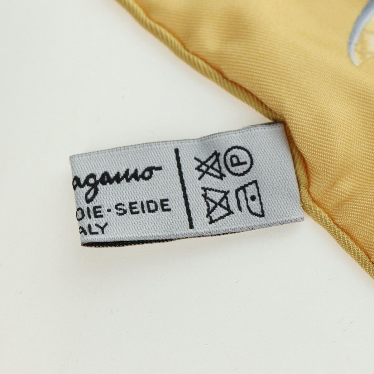 Salvatore Ferragamo Bird Pattern Scarf Silk Yellow Auth am11583A