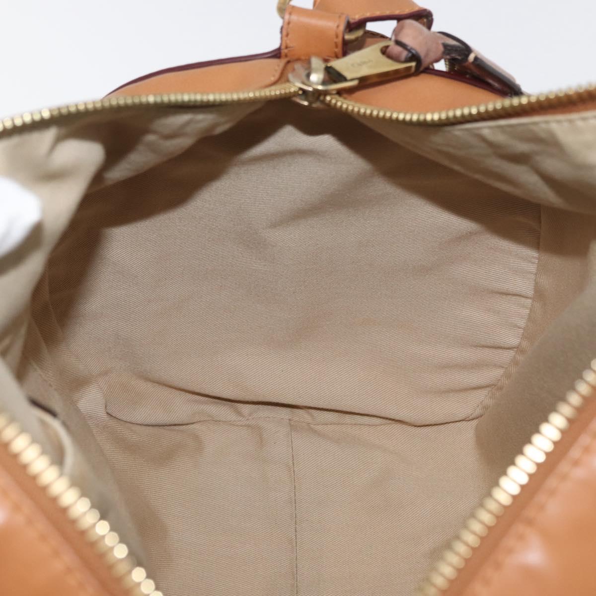 Chloe Sam Mini Boston Bag Leather 2way Beige Gold Auth am11584A