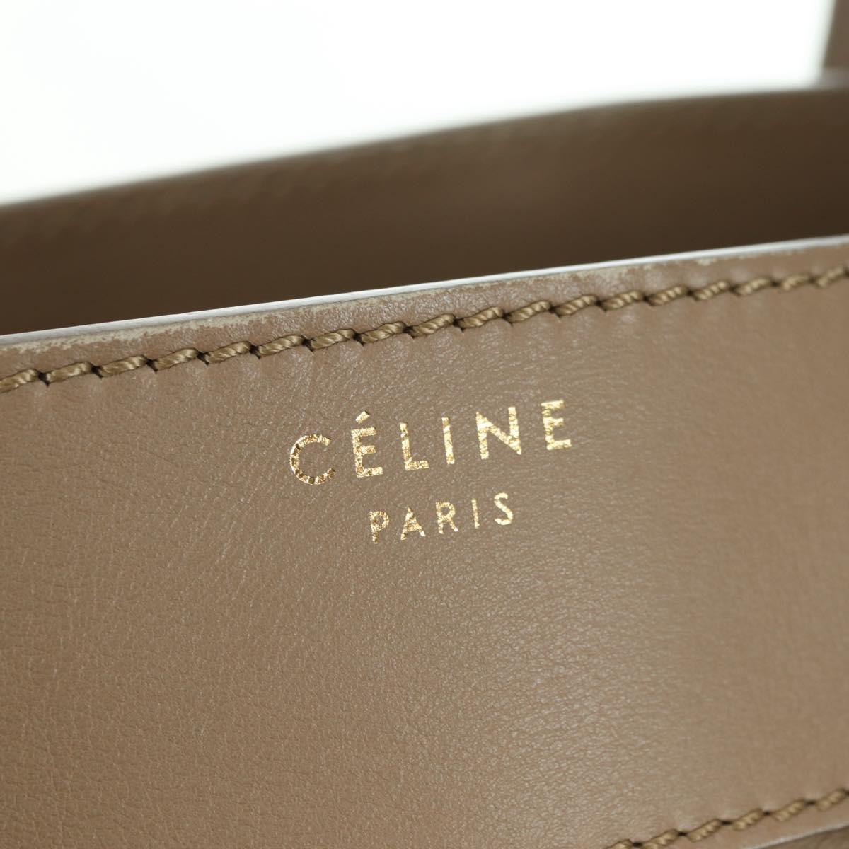 CELINE Luggage Mini Shopper Hand Bag Leather Beige Gold Auth am11586V