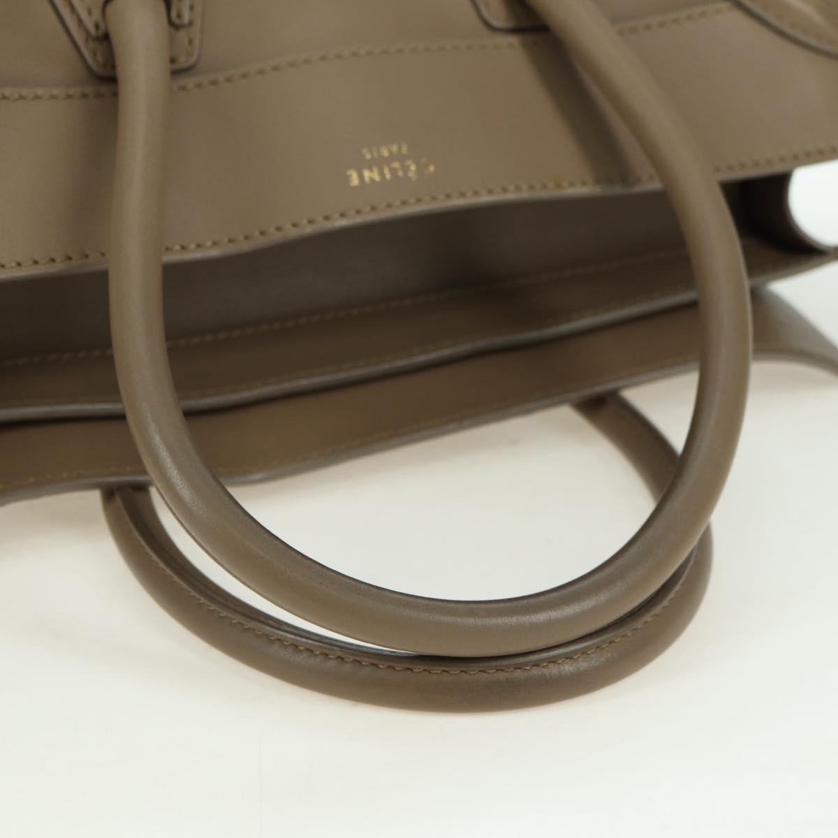 CELINE Luggage Mini Shopper Hand Bag Leather Beige Gold Auth am11586V