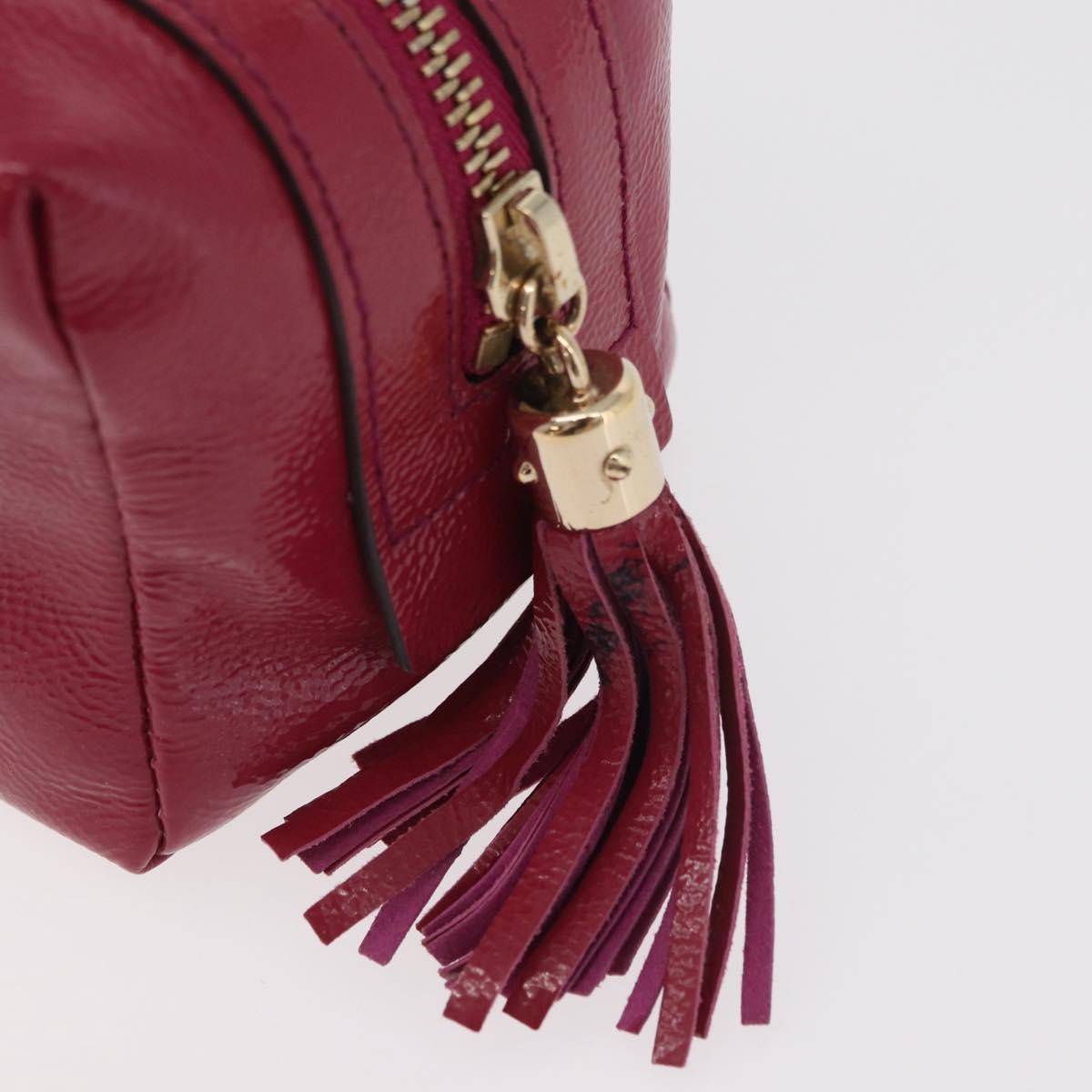 GUCCI Soho Fringe Pouch Patent leather Pink Gold 308636 Auth am11592A