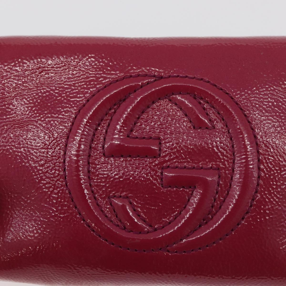 GUCCI Soho Fringe Pouch Patent leather Pink Gold 308636 Auth am11592A