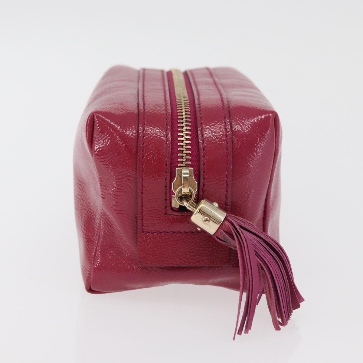 GUCCI Soho Fringe Pouch Patent leather Pink Gold 308636 Auth am11592A