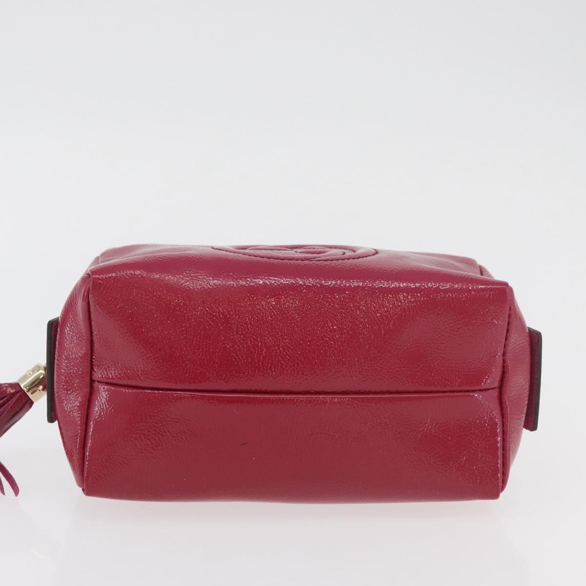 GUCCI Soho Fringe Pouch Patent leather Pink Gold 308636 Auth am11592A