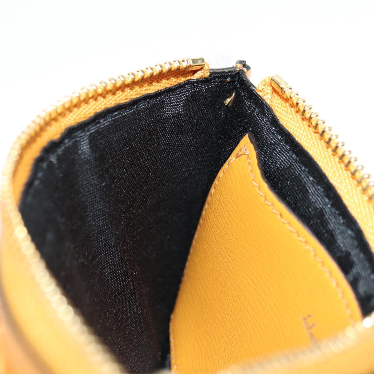 Salvatore Ferragamo Vala Fragment Coin Purse Leather Yellow Gold Auth am11593V