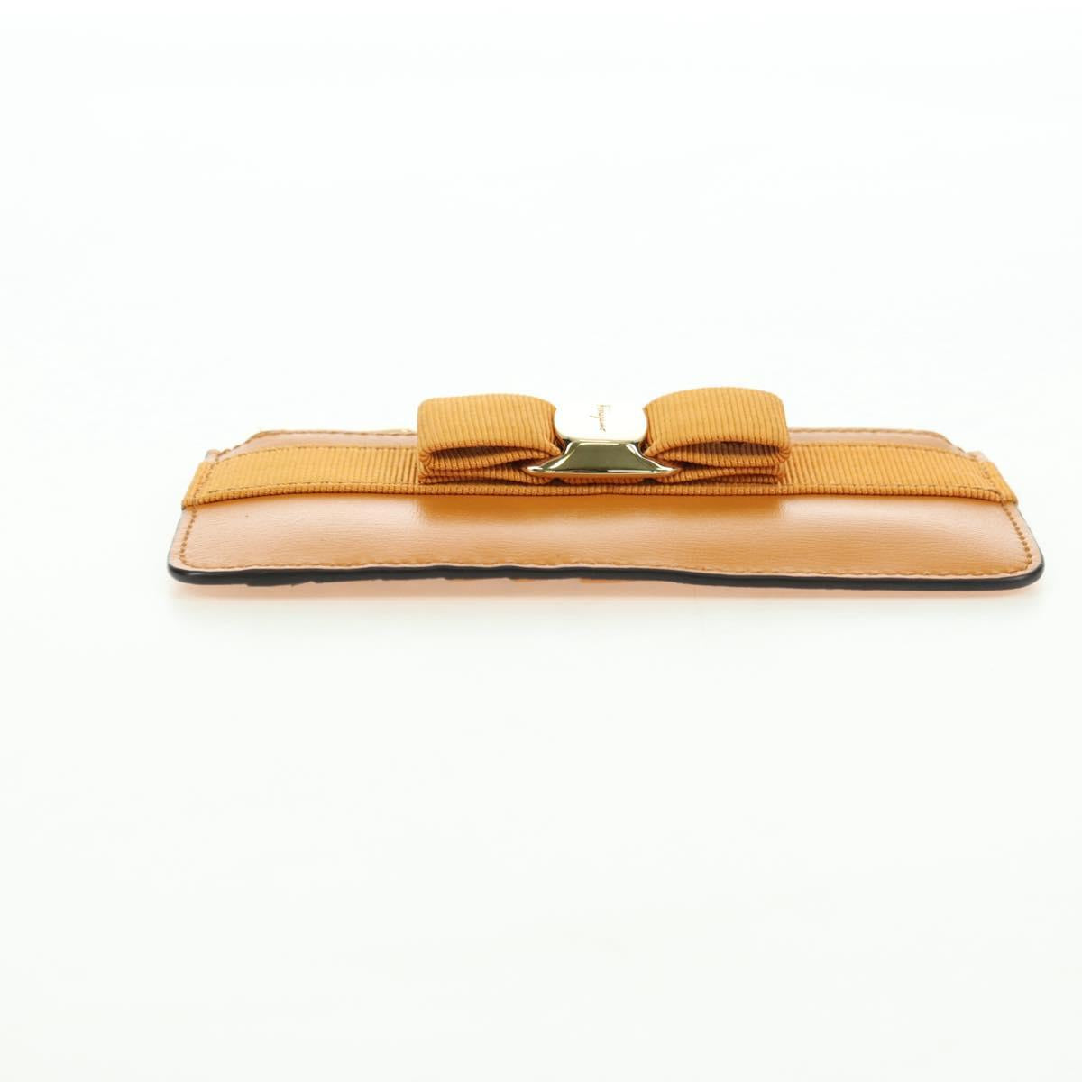 Salvatore Ferragamo Vala Fragment Coin Purse Leather Yellow Gold Auth am11593V