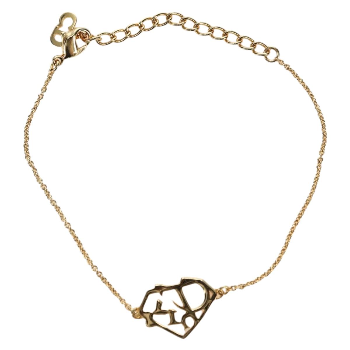 Christian Dior Logo Bracelet metal Gold Auth am11595V