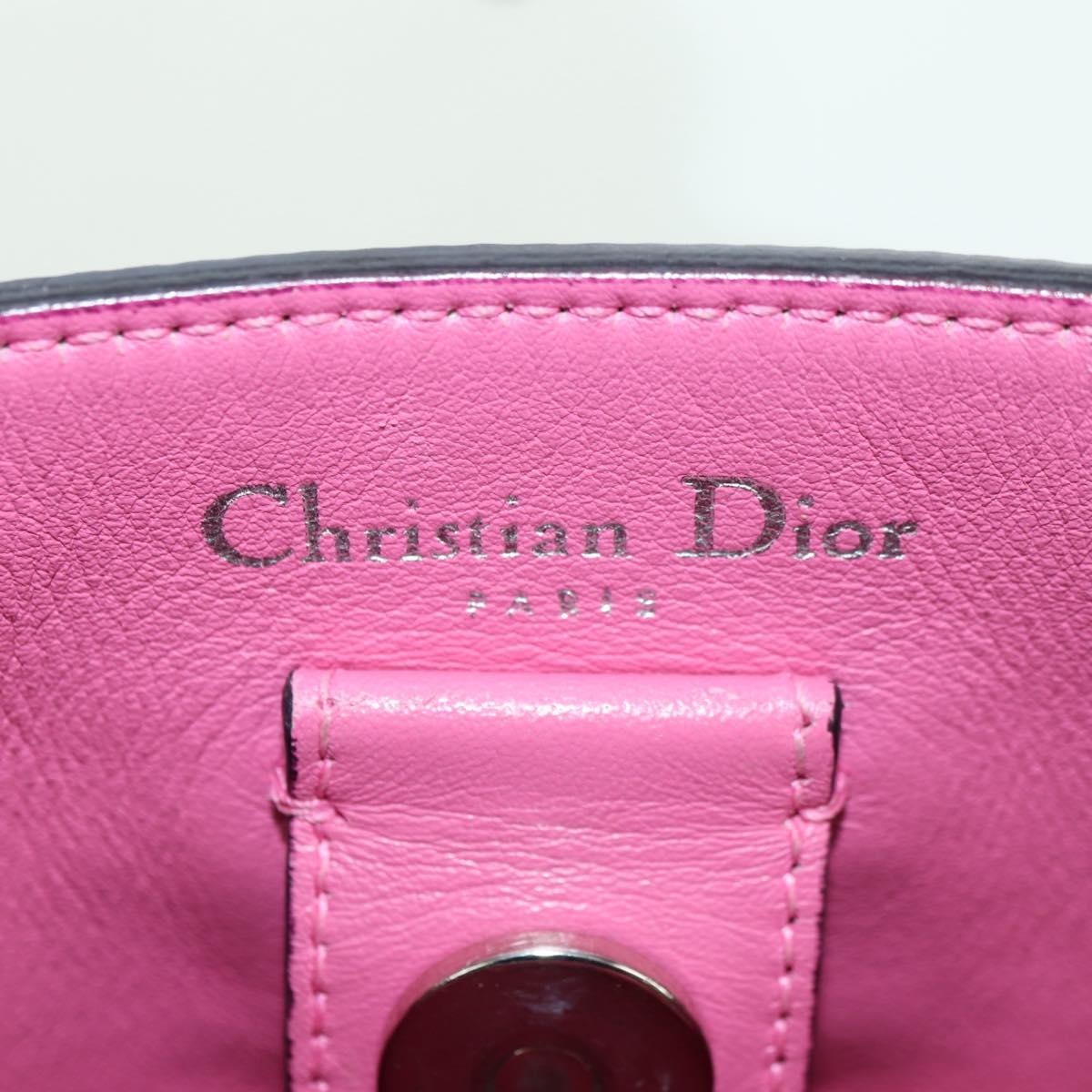 Christian Dior Lady Dior Tricolor Bag Leather 2way Navy Silver Auth am11597SAM