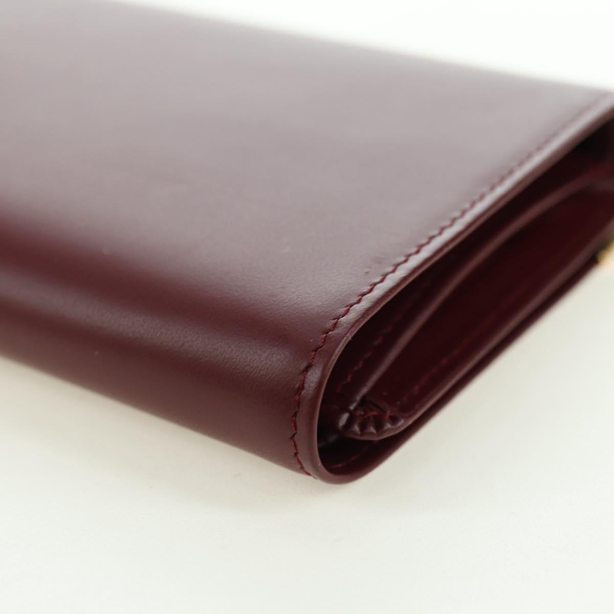 CARTIER Must Line Trifold Wallet Leather Bordeaux Gold Auth am11599V