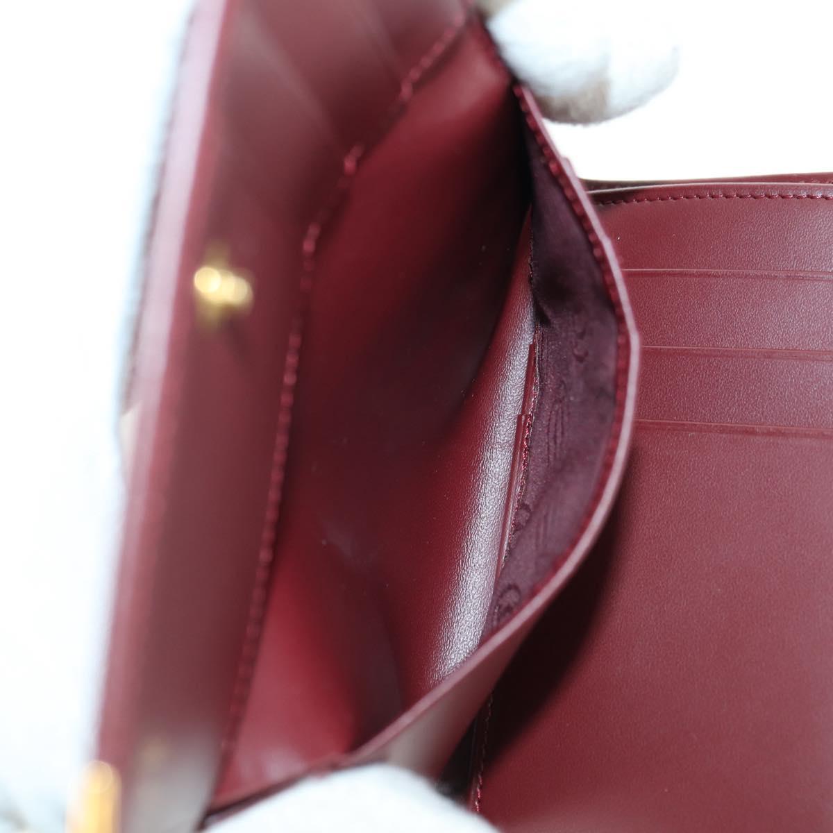 CARTIER Must Line Trifold Wallet Leather Bordeaux Gold Auth am11599V