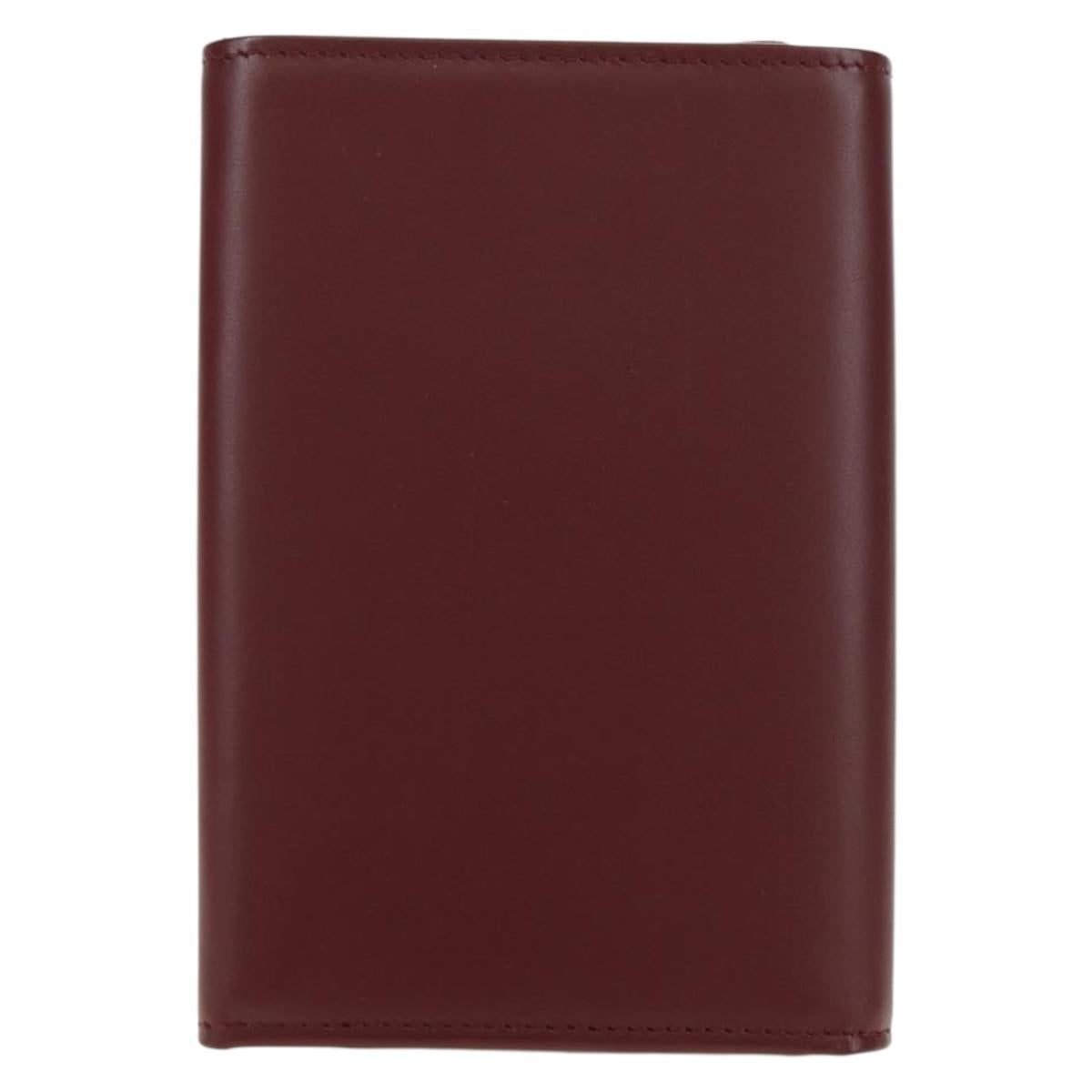 CARTIER Must Line Trifold Wallet Leather Bordeaux Gold Auth am11599V